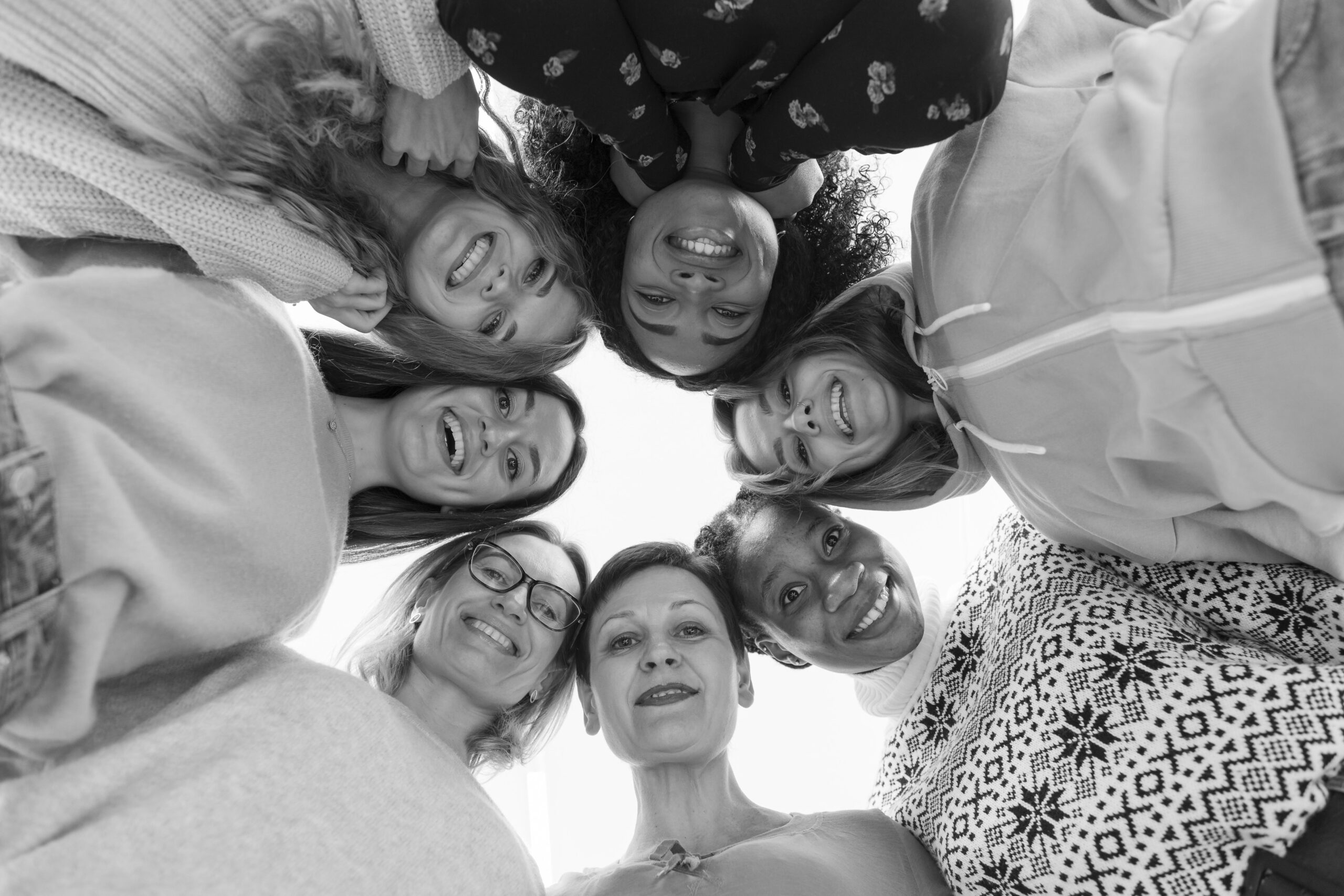 low angle best friends looking down